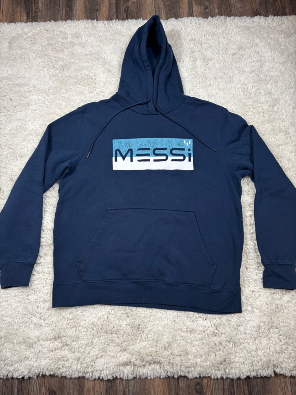 Messi Lionel Messi Navy Graphic Pullover Hoodie Fleece Lined Size Large